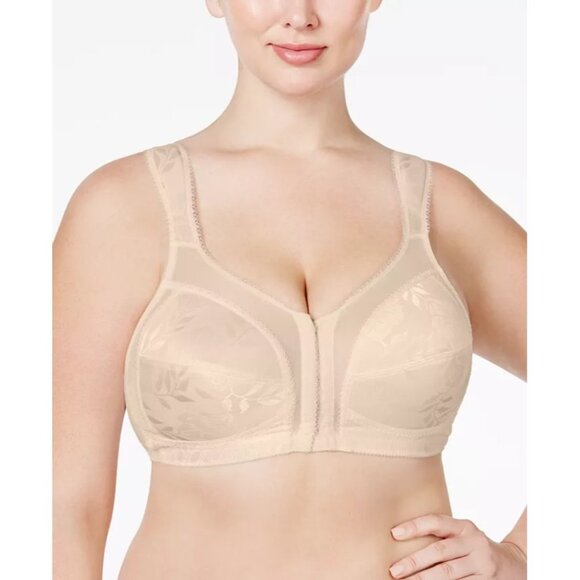 LN Playtex 18 Hour Front-Closure Flex Back Wireless Bra Sz 42D Beige Padded 4695 - Picture 1 of 11